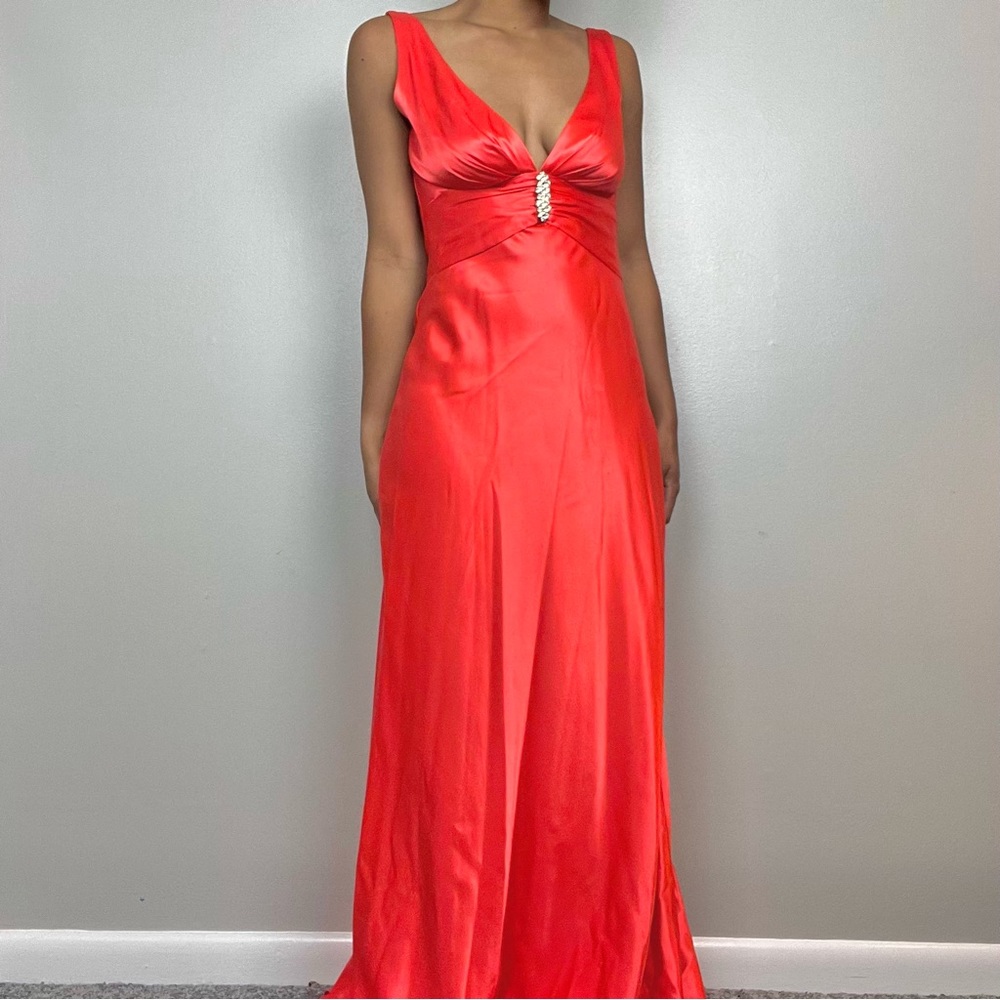 Morgan & Co. Deep Orange Satin Evening Gown